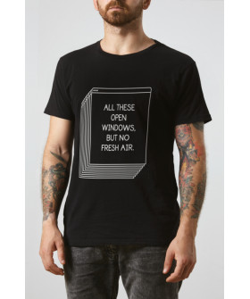 Black men's T-shirt Ctrl+ "All these open windows, but no fresh air"