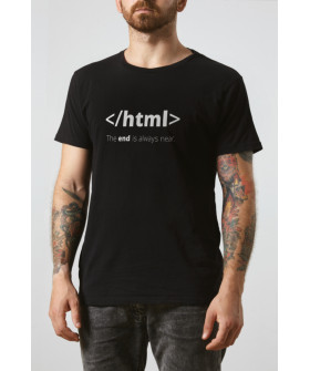 Black men's T-shirt Ctrl+"</html> The end is always near"