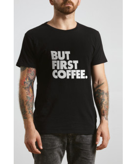 Black men's T-shirt Ctrl+ "But first coffee"