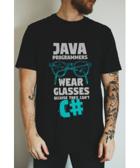 Black men's T-shirt Ctrl+ "Java programmers wear glasses..."