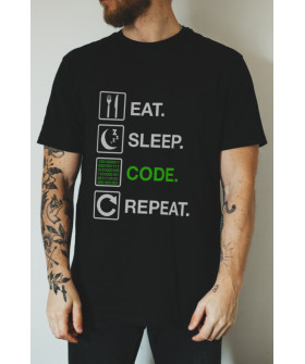 Black men's T-shirt Ctrl+"eat. sleep. code. repeat"