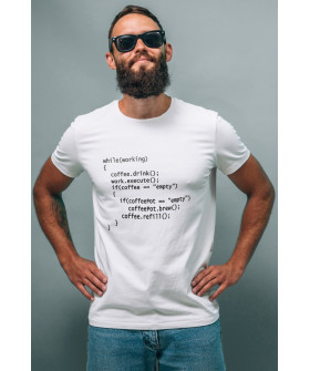 White men's T-shirt Ctrl+"while (working)"