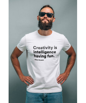 Футболка белая мужская Ctrl+ "Creativity is intelligence having fun"