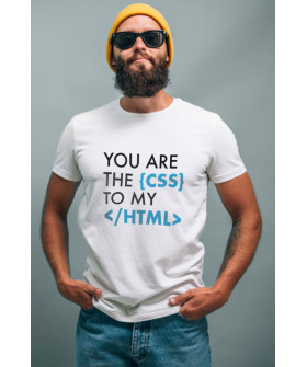 White men's T-shirt Ctrl+"You are the {css} to my </html>"