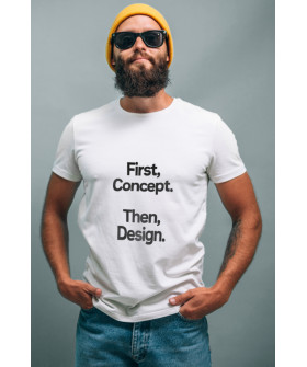 White men's T-shirt Ctrl+ "First, Concept. Then, Design"