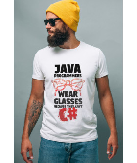 Футболка белая мужская Ctrl+ "Java programmers wear glasses"