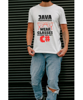 Футболка белая мужская Ctrl+ "Java programmers wear glasses"