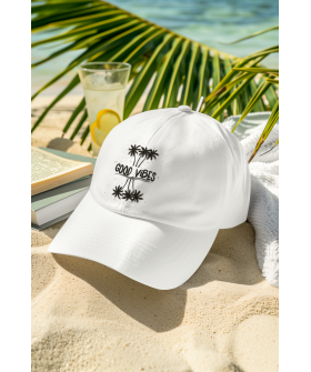 Men's white cap MEMO "Good vibes"