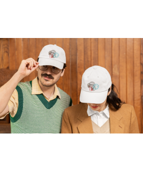 Men's white cap MEMO "Passport stamp"