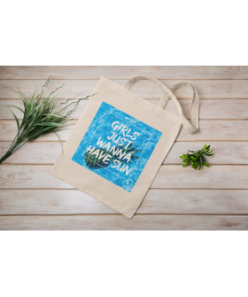 Eco-bag shopper MEMO natural "Girls just wanna have sun" 