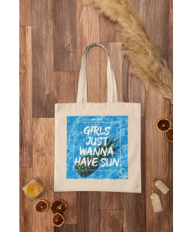 Eco-bag shopper MEMO natural "Girls just wanna have sun" 