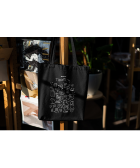 Eco-bag shopper MEMO black "Travel doodlies" 