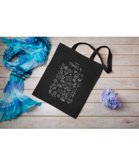 Eco-bag shopper MEMO black "Travel doodlies" 