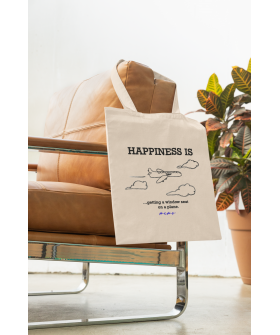 Eco-bag shopper MEMO natural "Happiness is..." 