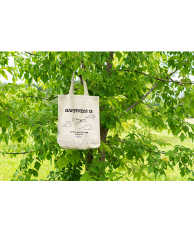 Eco-bag shopper MEMO natural "Happiness is..." 