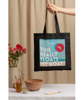 Eco-bag shopper MEMO black "This really floats my boat" 