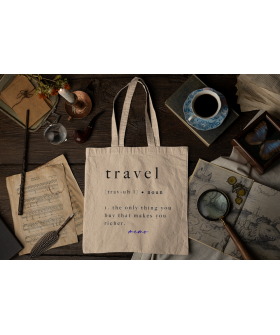 Eco-bag shopper MEMO natural "Travel..." 