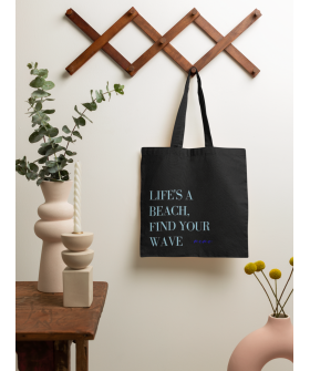 Eco-bag shopper MEMO black "Life`s a beach. Find your wave" 
