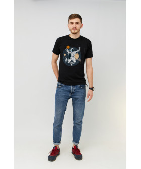 MEMO T-shirt men's black print "Space basketball"