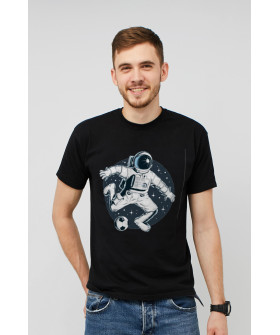 MEMO T-shirt men's black print "Space football"