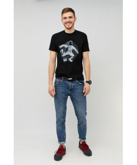 MEMO T-shirt men's black print "Space football"