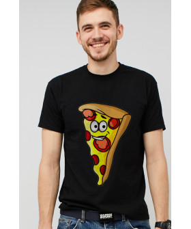 MEMO T-shirt for men black print "Funny pizza"