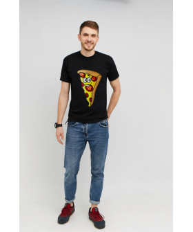 MEMO T-shirt for men black print "Funny pizza"