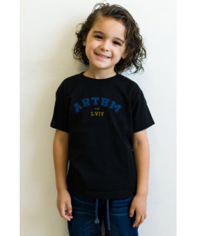 Young&Free children's patriotic black T-shirt "Artem est.Lviv"