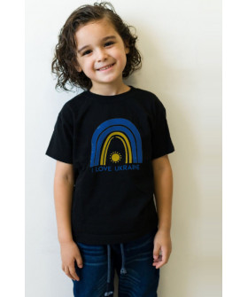 Young&Free children's patriotic black T-shirt "I love Ukraine"