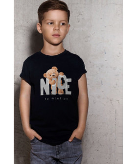 Young&Free children's black T-shirt "Nice to meet you"