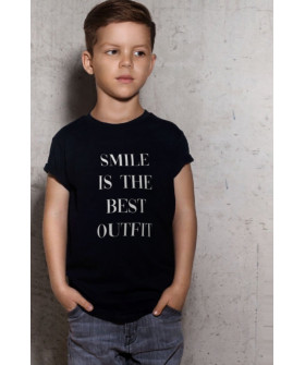 Young&Free children's black T-shirt "Smile is the best outfit"