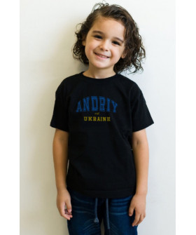 Young&Free children's patriotic black T-shirt "Andriy est.Ukraine"