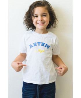 Young&Free children's patriotic white T-shirt "Artem est.Kyiv"