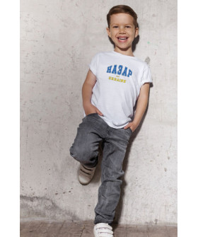 Young&Free children's patriotic white T-shirt "Nazar est.Ukraine"