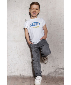 Young&Free children's patriotic white T-shirt "Andriy est.Ukraine"