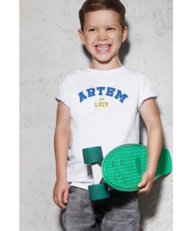 Young&Free children's patriotic white T-shirt "Artem est.Lviv"