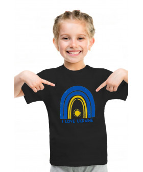 Young&Free children's patriotic black T-shirt "I love Ukraine"