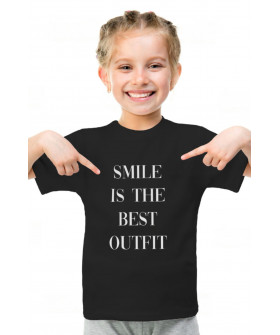 Young&Free children's black T-shirt "Smile is the best outfit"