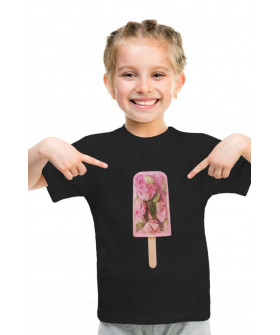 Young&Free children's black T-shirt "Flower ice cream"