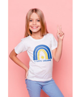 Young&Free children's patriotic white T-shirt "I love Ukraine"