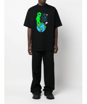 Футболка Trace of Space Oversize мужская черная "This planet sucks"