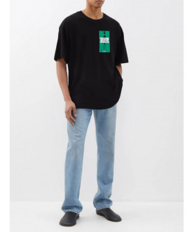 T-shirt Trace of Space Oversize men's black "I don`t believe in humans"