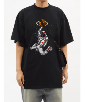 Trace of Space Oversize men's black T-shirt "Space jam"