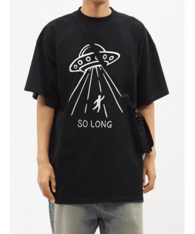 Trace of Space Oversize men's black T-shirt "So long"