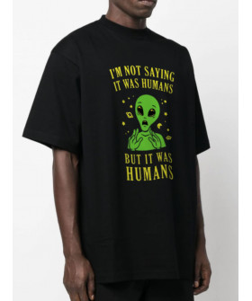 T-shirt Trace of Space Oversize men's black "I`m not saying..."