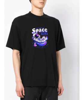 Trace of Space Oversize T-shirt for men black "Let's chill in space"