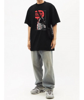 Футболка Trace of Space  Oversize чоловіча чорна "Houston, i have so many problems..."