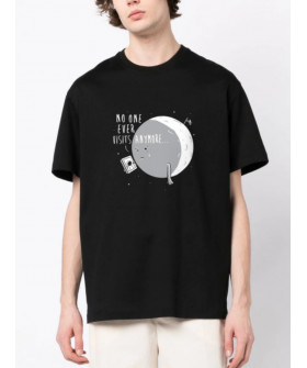 Футболка Trace of Space Oversize мужская черная "Никто больше не заходит в гости..."