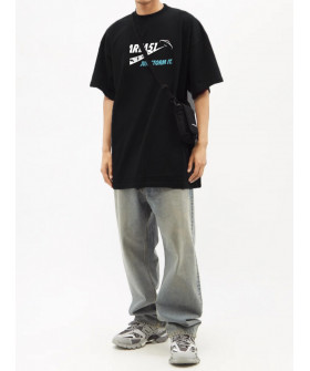 T-shirt Trace of Space Oversize men's black "Area 51. Just storm it"