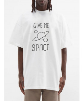 T-shirt Trace of Space Oversize men's white "Give me space"